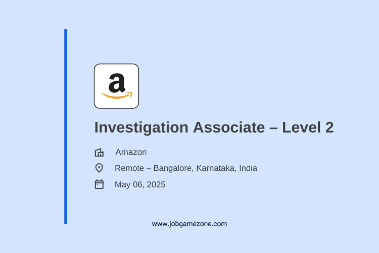 Amazon Hiring Investigation Associates | Remote Job for Freshers in India