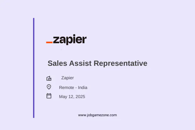 Sales Assist Representative at Zapier | Work from Home | Remote Sales Job India 2025