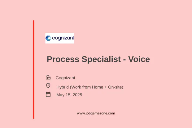 Cognizant Process Specialist - Voice Job in Gurgaon | Apply Now 2025
