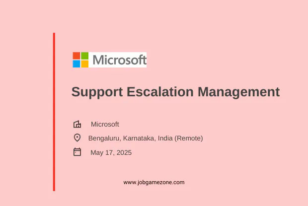 Support Escalation Management Job at Microsoft | Work from Home | 2025 Hiring