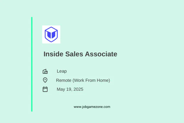 Inside Sales Associate Job 2025 | Remote Work from Home Opportunity at Leap