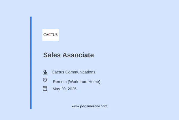 Cactus Communications Hiring Sales Associate India | Remote Academic Sales Jobs 2025