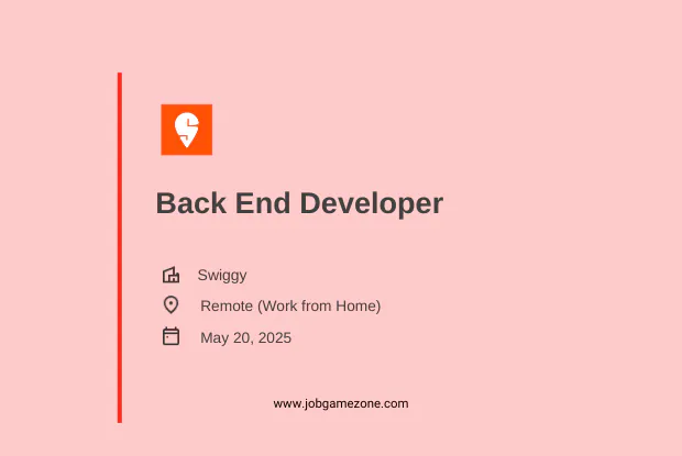Back End Developer Job at Swiggy | Remote Tech Opportunity in India 2025