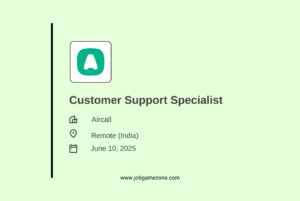 Remote Customer Support Specialist – Aircall Hiring (Evening Shift & Weekends, India)