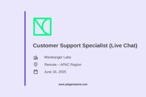Live Chat Support (Remote – APAC) | Crypto/Web3 – Windranger