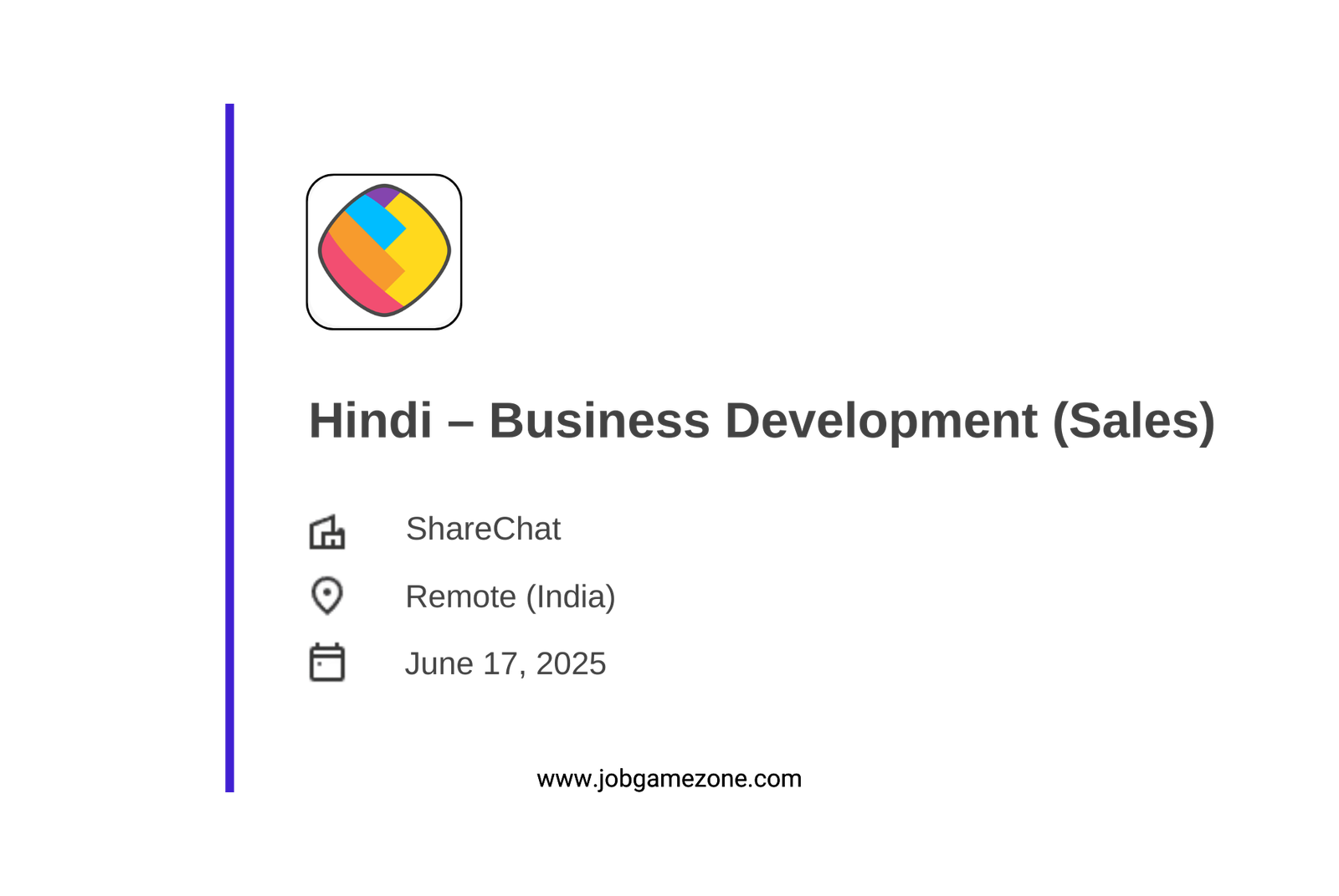 ShareChat Hiring Hindi-Speaking Business Development Executive – Remote Sales Job in India 2025